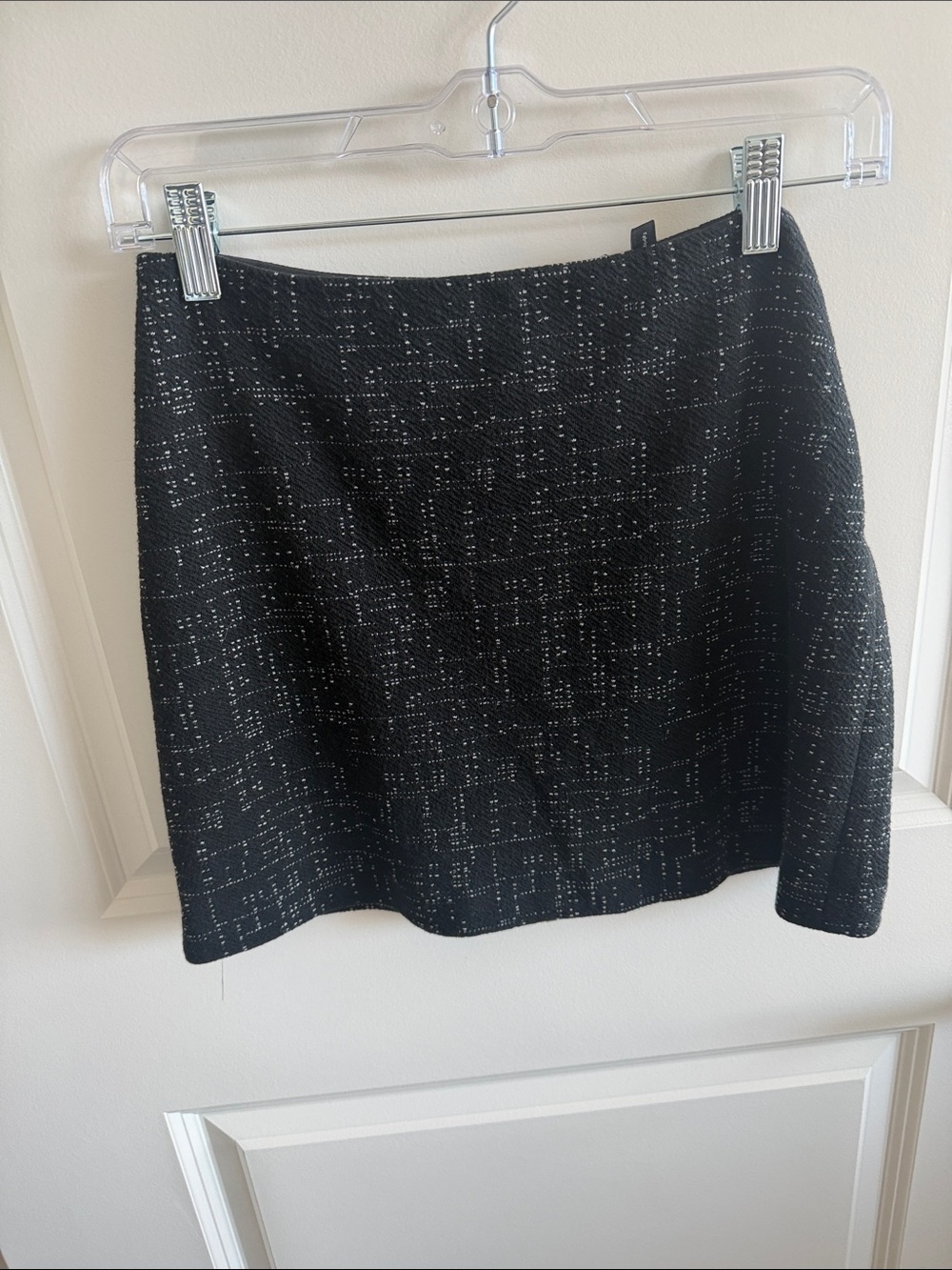 Theory Black and White Textured Mini Skirt